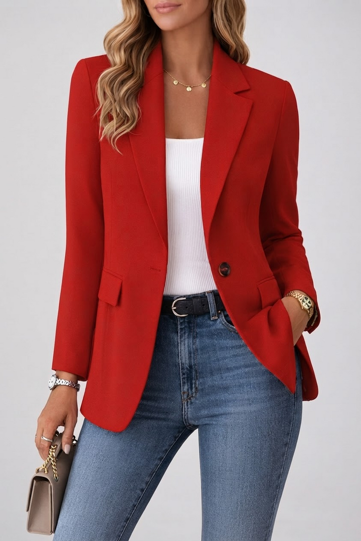 Classic Fit Structured Blazer for Women - Red