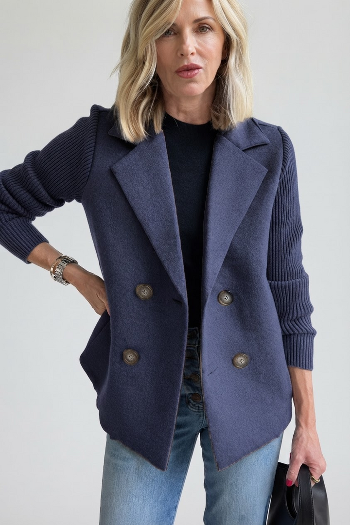 Elegant Double-Breasted Blazer for Women - Blue