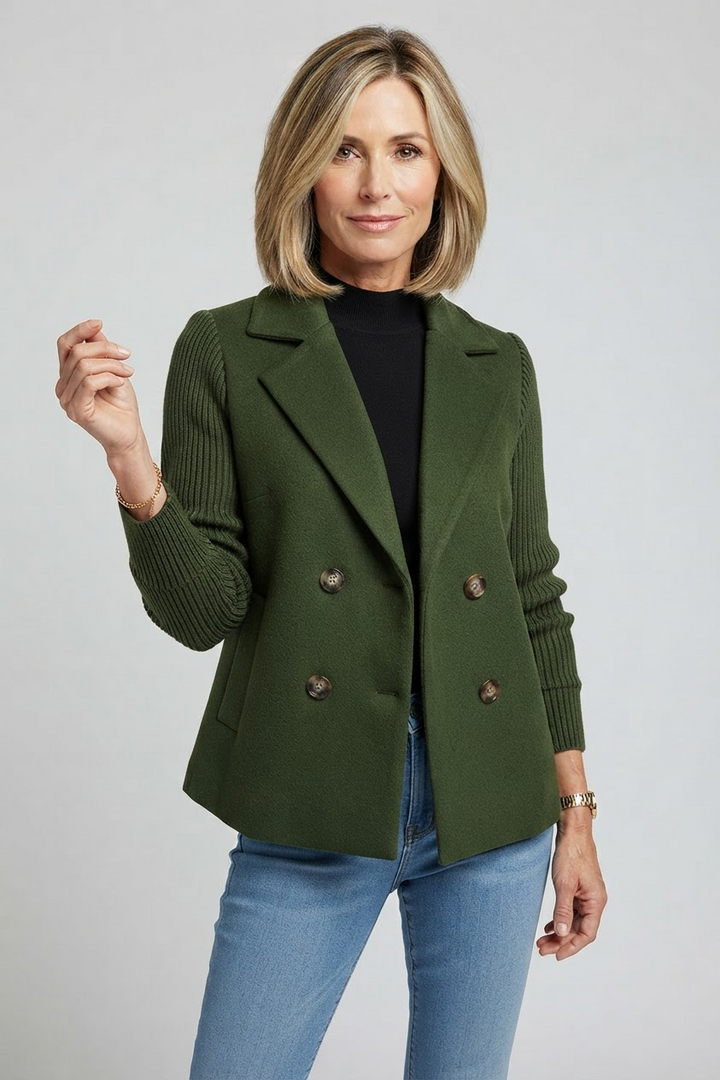Elegant Double-Breasted Blazer for Women - Green