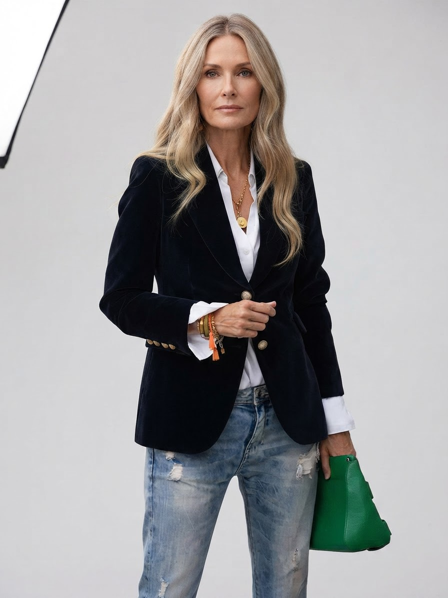 Elegant Textured Blazer for Women - Black