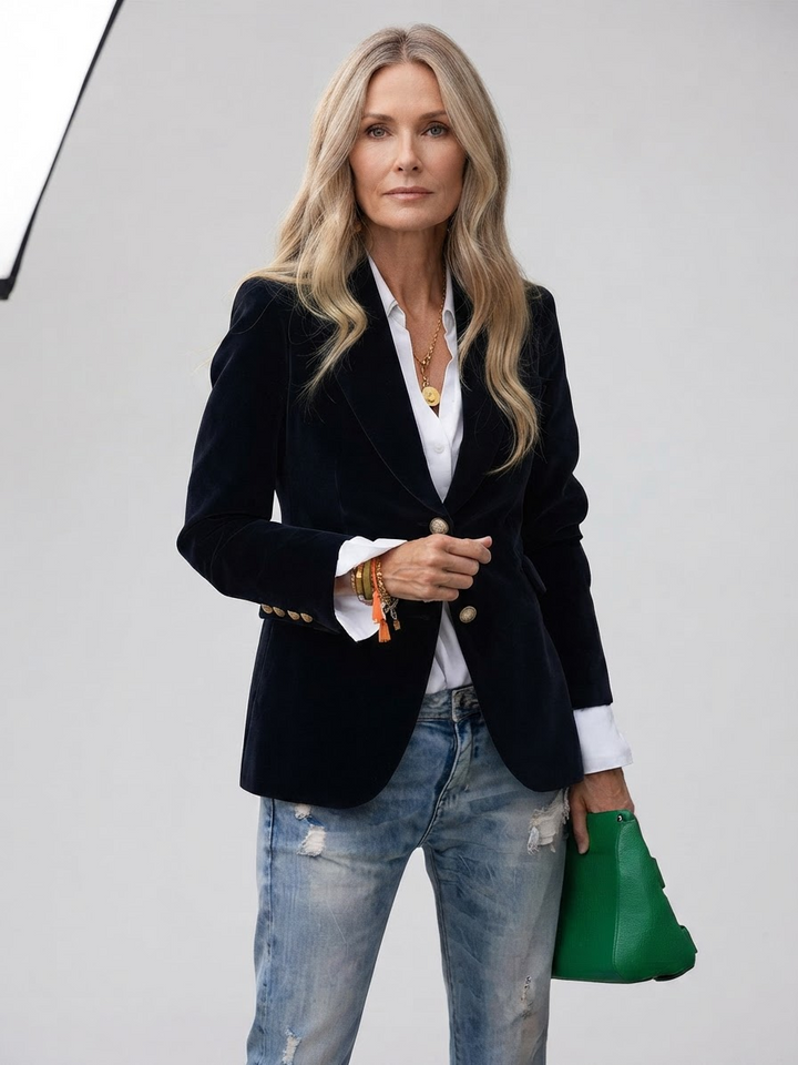Elegant Textured Blazer for Women - Black