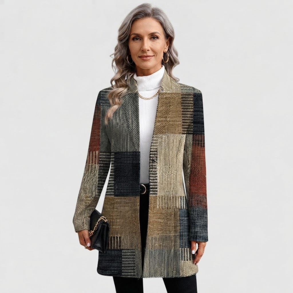 Elegant Retro Style Blazer for Women - Multi-coloured