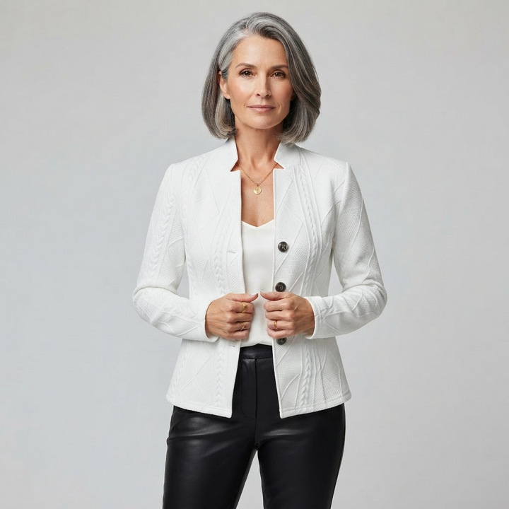 Textured Pattern Blazer for Women - White