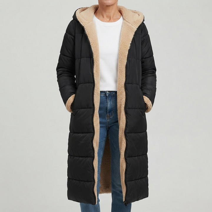 Reversible Long Coat for Women - Black
