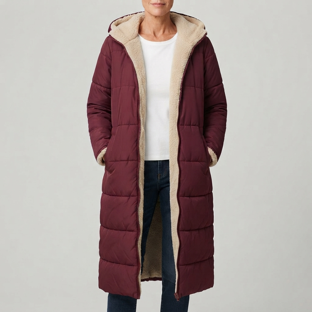 Reversible Long Coat for Women - Red