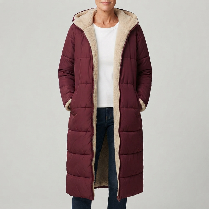 Reversible Long Coat for Women - Red