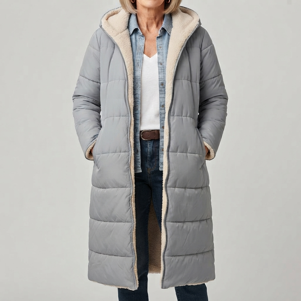 Reversible Long Coat for Women - Gray