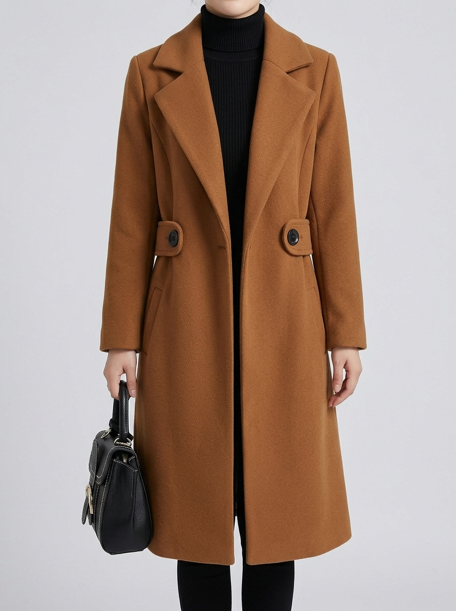 Elegant Belted Coat for Women - Brown