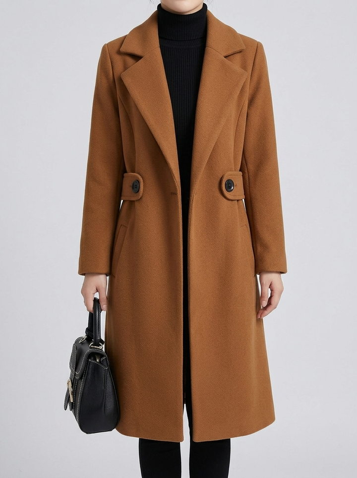 Elegant Belted Coat for Women - Brown