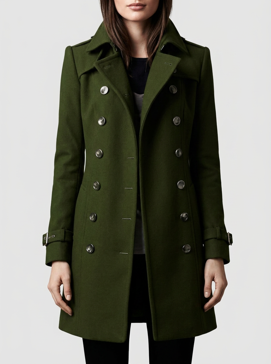 Tailored Elegant Coat for Women - Green