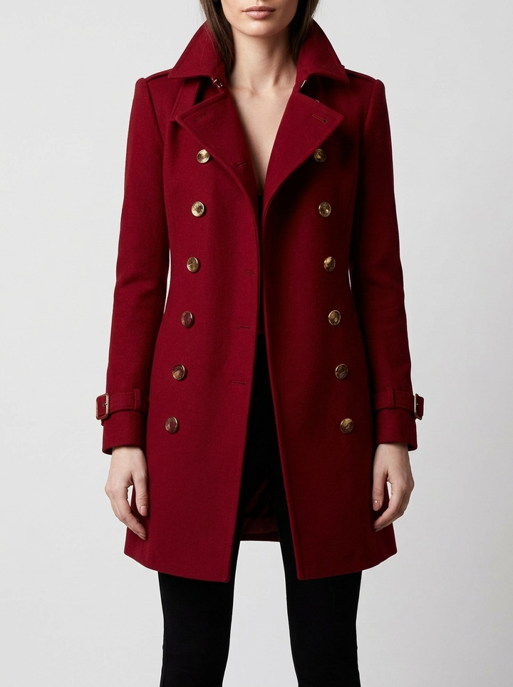 Tailored Elegant Coat for Women - Red