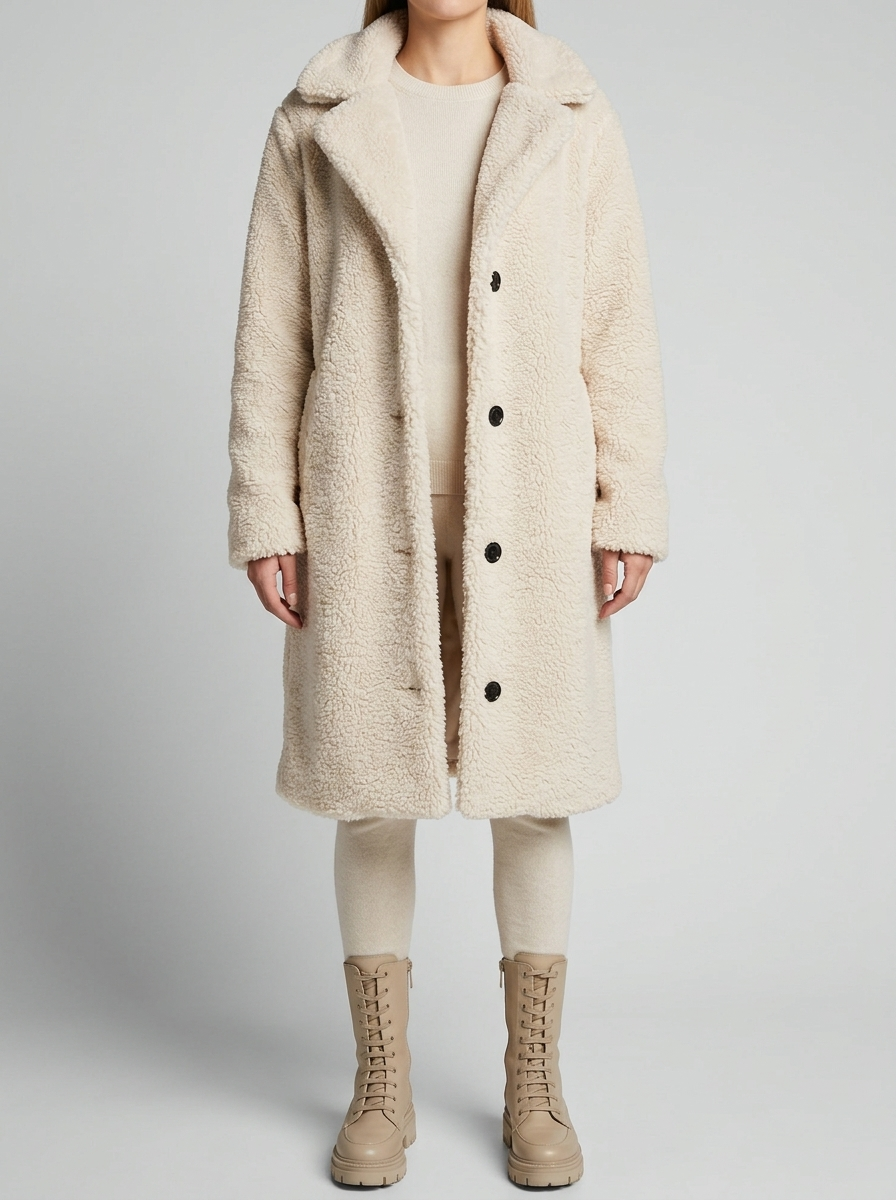 Wool Double Breasted Trench Coat for Women - White