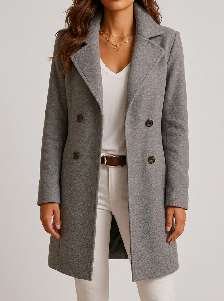 Elegant Button Coat for Women - Grey
