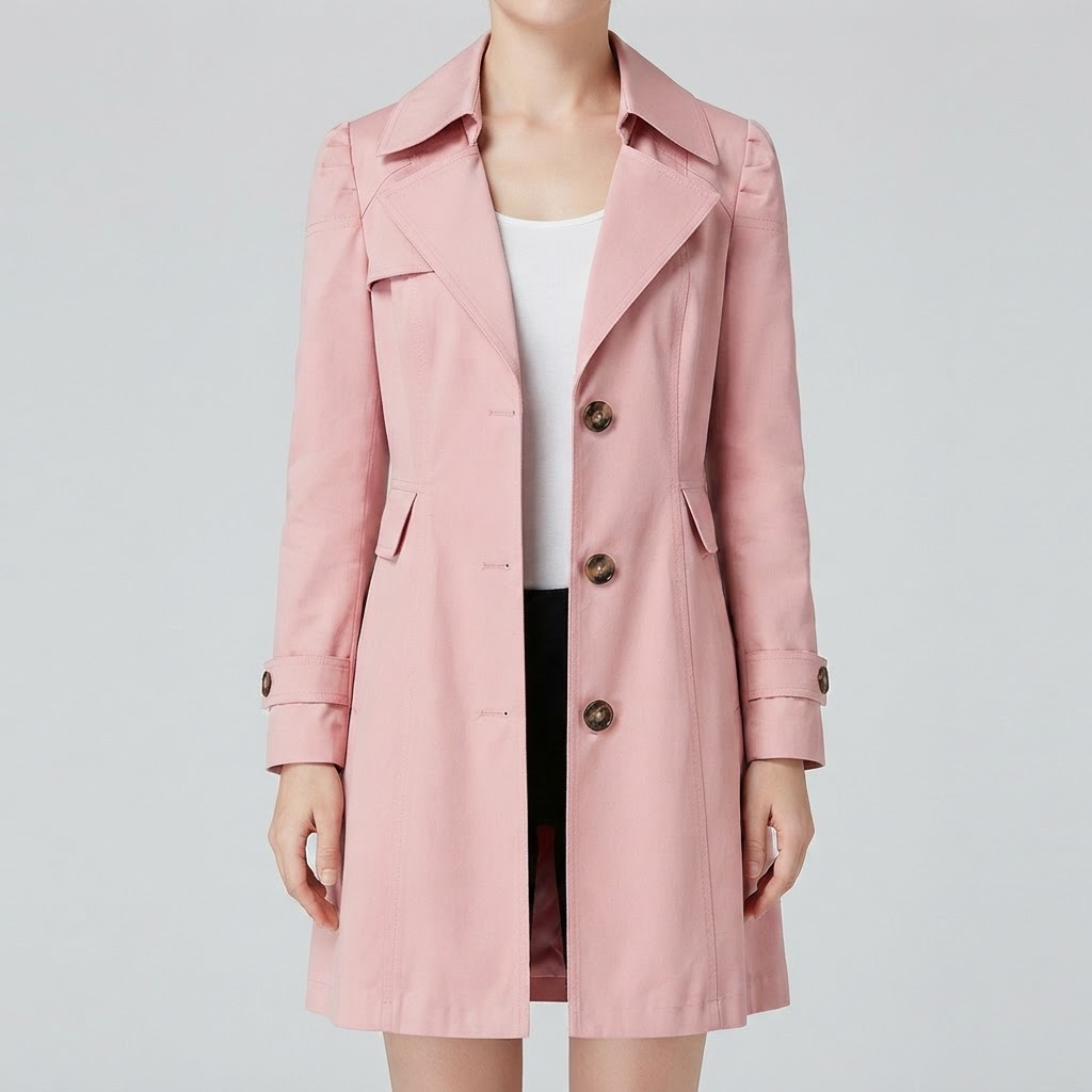 Classic Trench Coat for Women - Pink