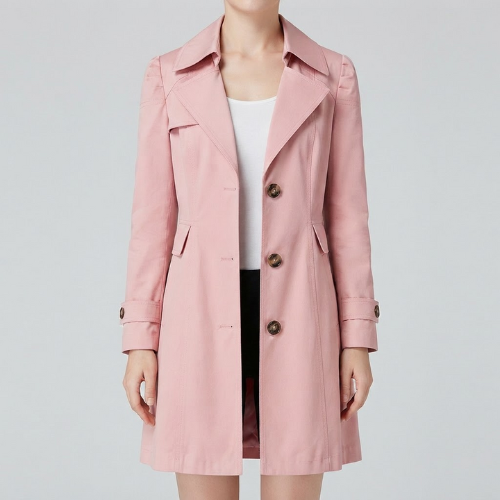 Classic Trench Coat for Women - Pink