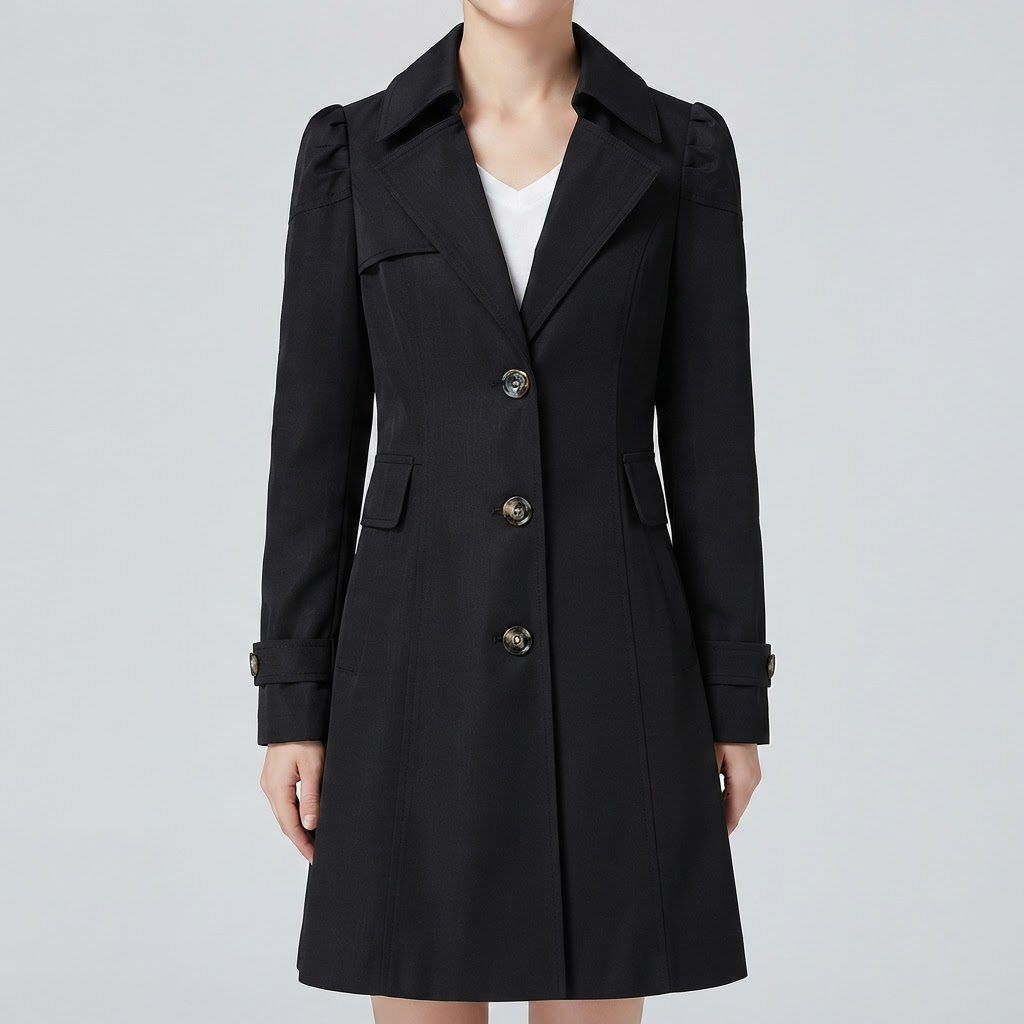 Classic Trench Coat for Women - Black