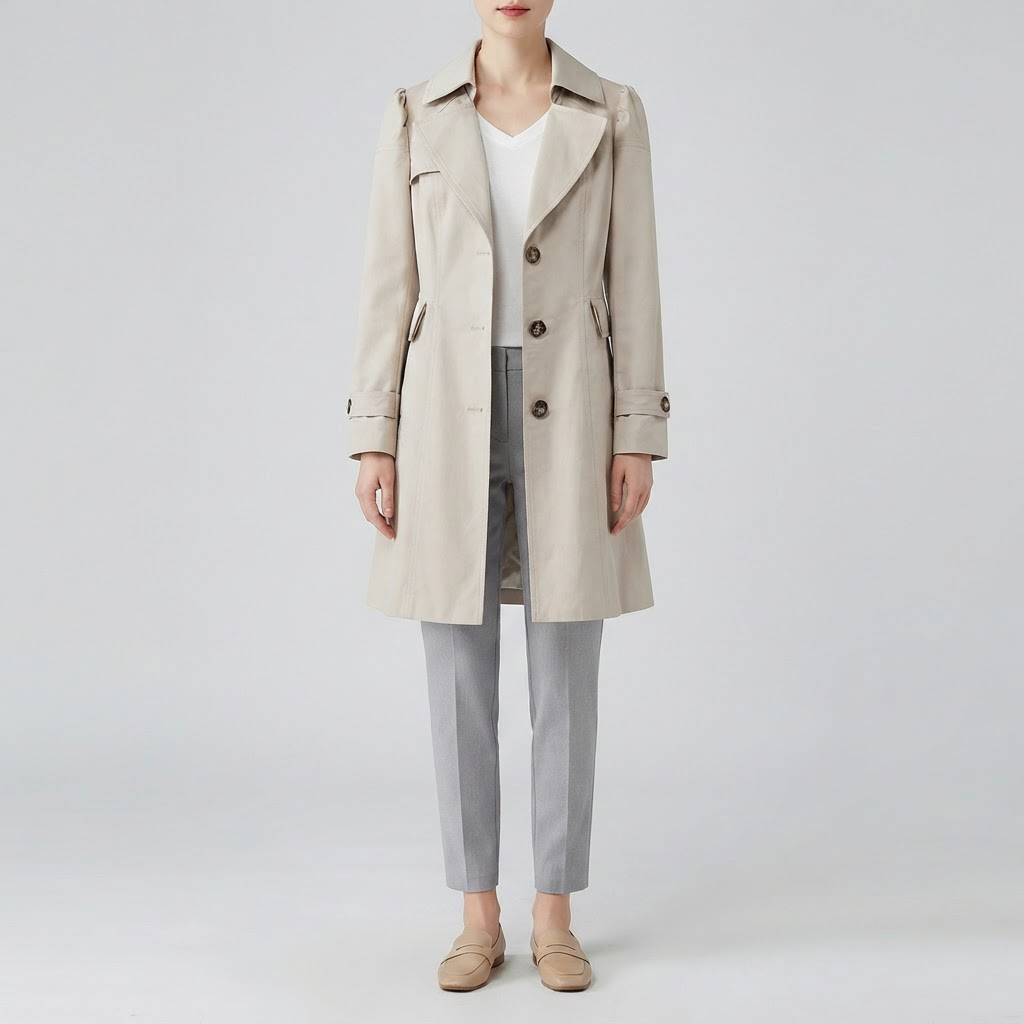 Classic Trench Coat for Women - Beige