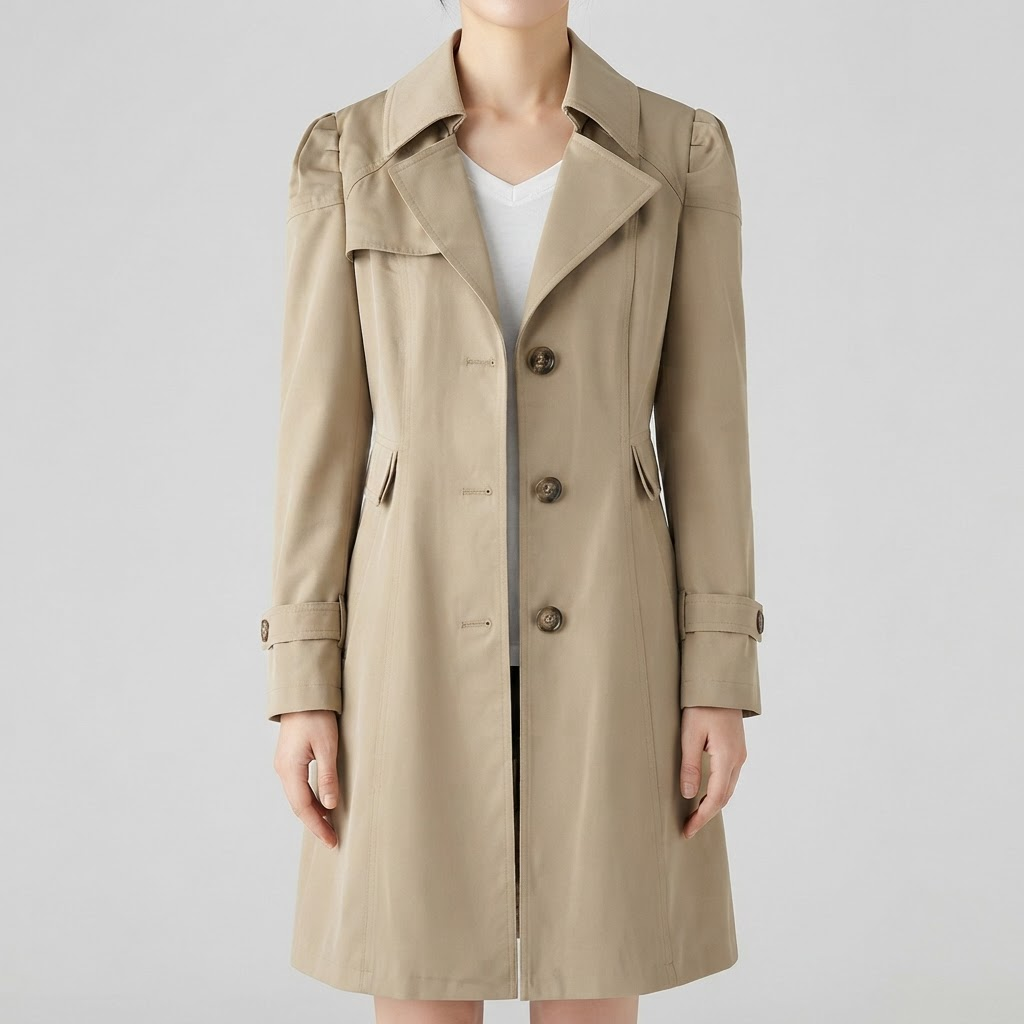 Classic Trench Coat for Women - Khaki