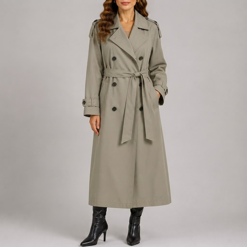 Classic Long Trench Coat for Women - Green