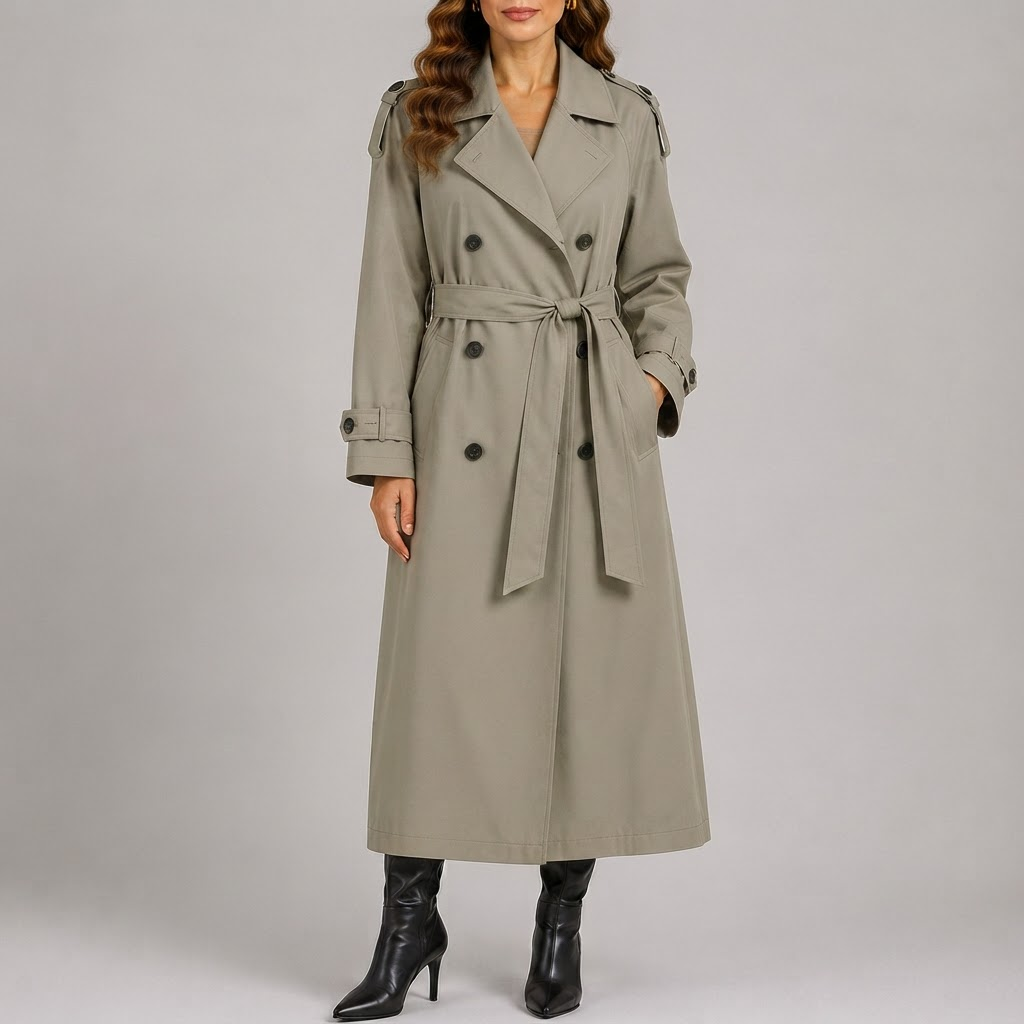 Classic Long Trench Coat for Women - Green