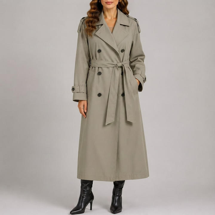 Classic Long Trench Coat for Women - Green