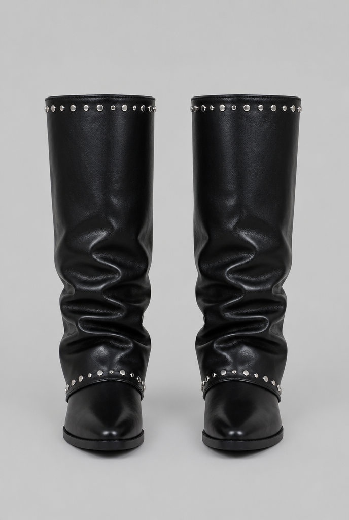 Women's sequin knee-high slouch boots in black and brown - view 7