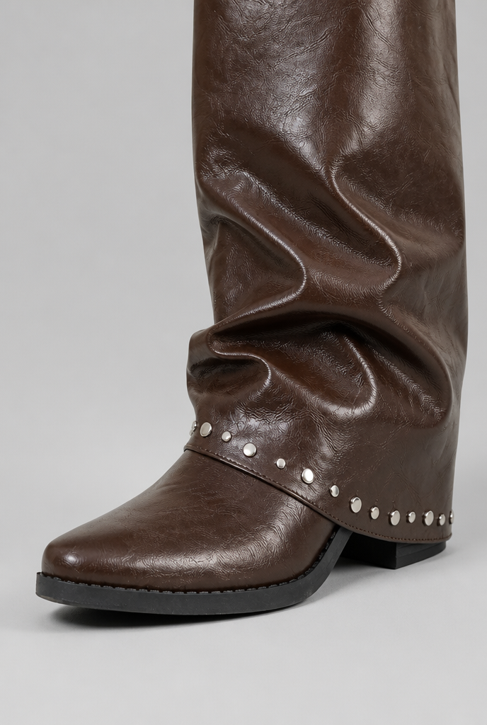 Women's sequin knee-high slouch boots in black and brown - view 2