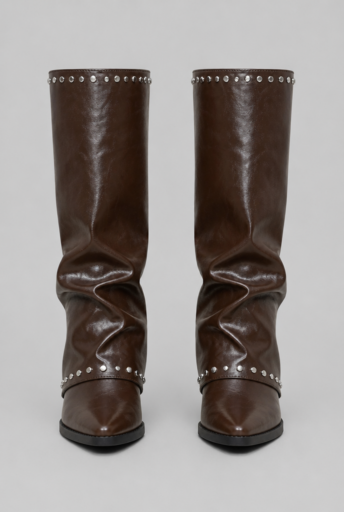 Women's sequin knee-high slouch boots in black and brown - view 5
