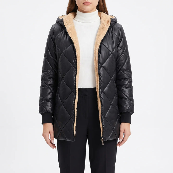 Glossy Quilted Puffer Jacket for Women