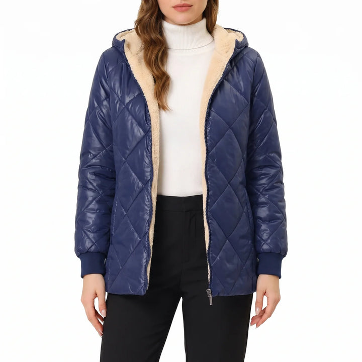 Glossy Quilted Puffer Jacket for Women