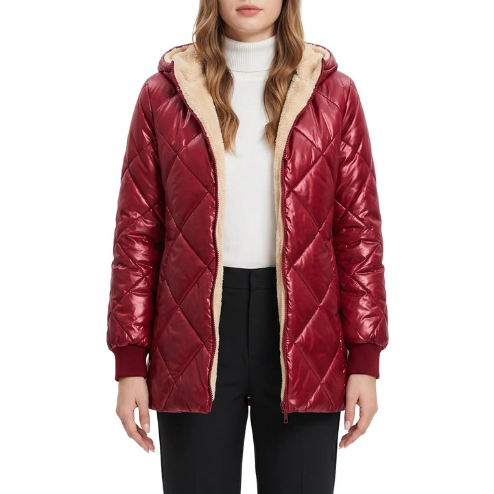 Glossy Quilted Puffer Jacket for Women