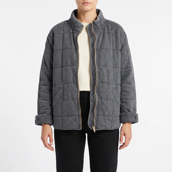 Zip Front Quilted Jacket for Women