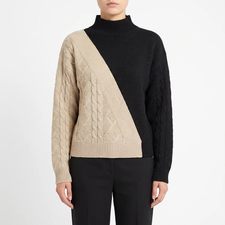 Colour Block Mock Neck Jumper for Women