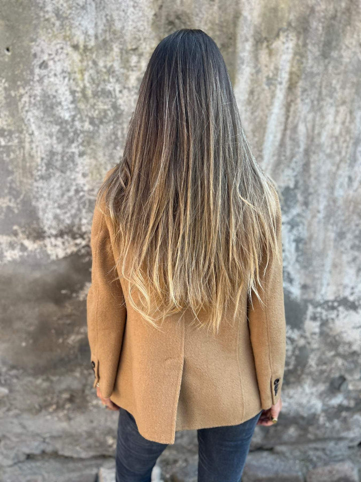 Textured wool blend blazer for women - view 4