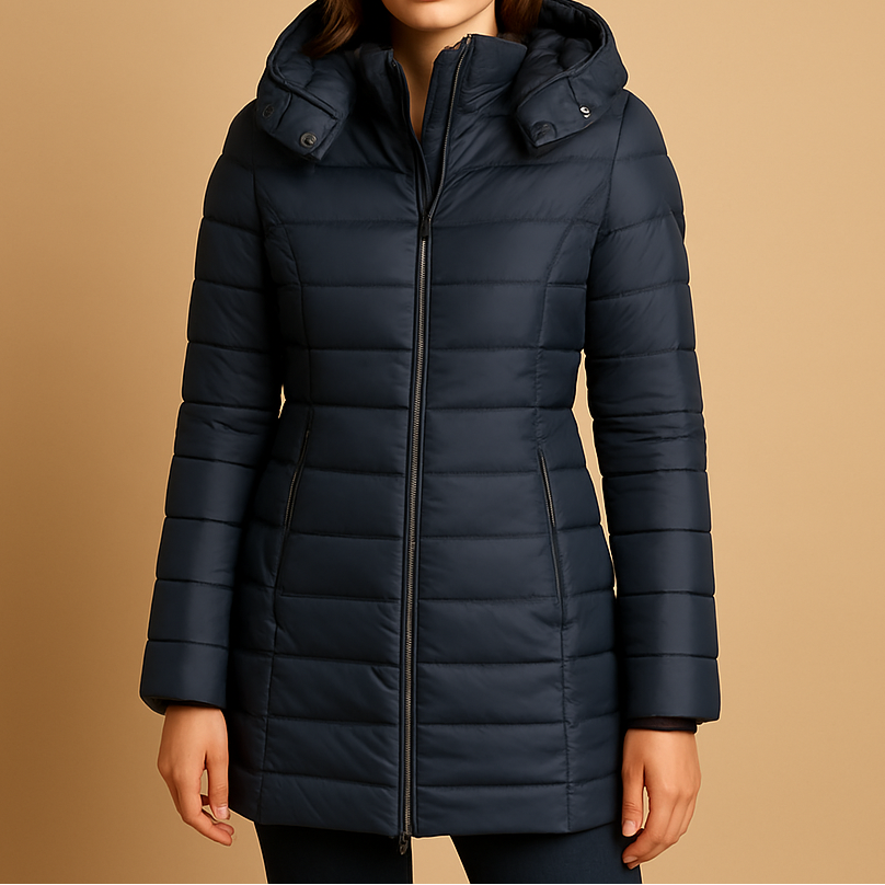 Lightweight Puffer Down Jacket for Women - Navy Blue