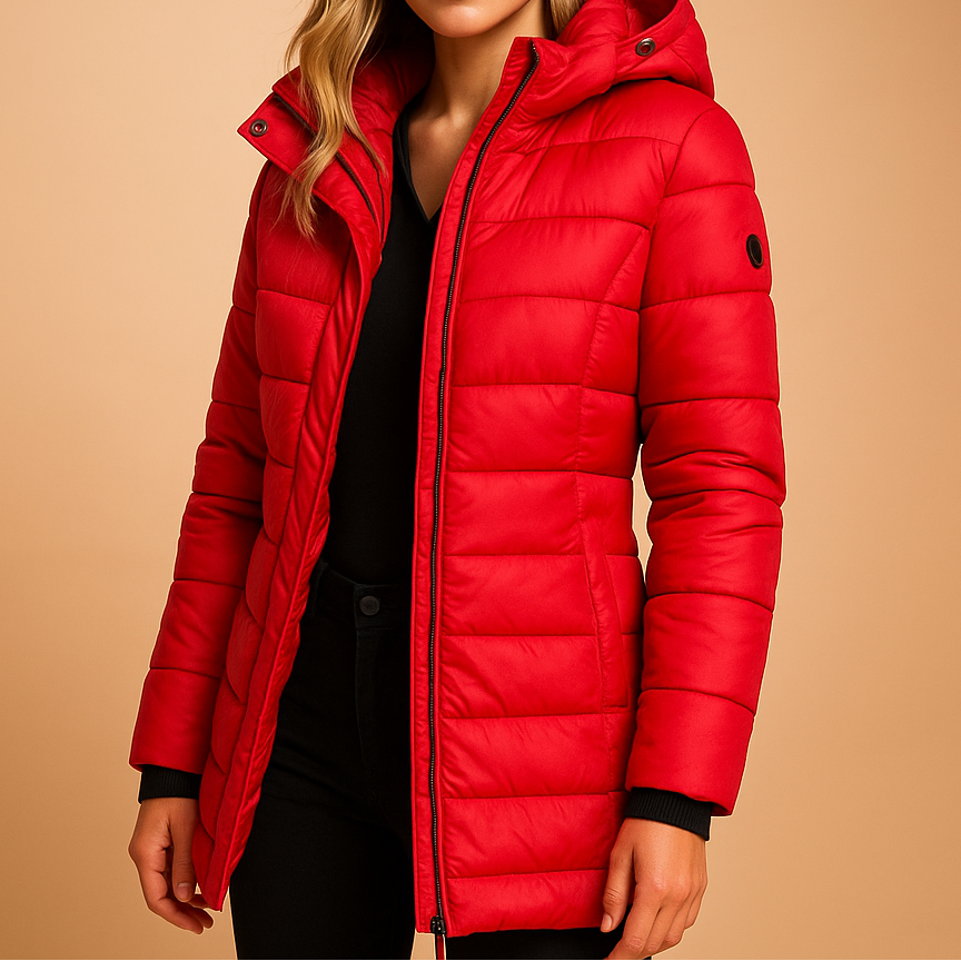 Lightweight Puffer Down Jacket for Women - Red