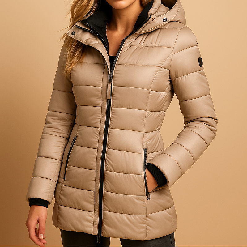 Lightweight Puffer Down Jacket for Women - Khaki