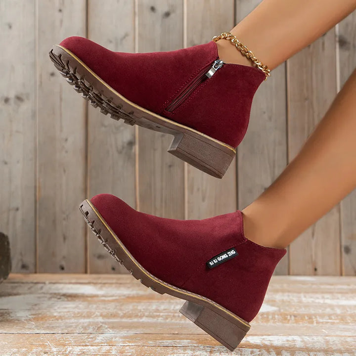 Thick Sole Ankle Boots for Women Side Zipper Platform