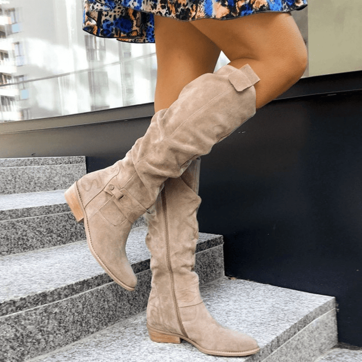 Knee High Boots for Women - Beige