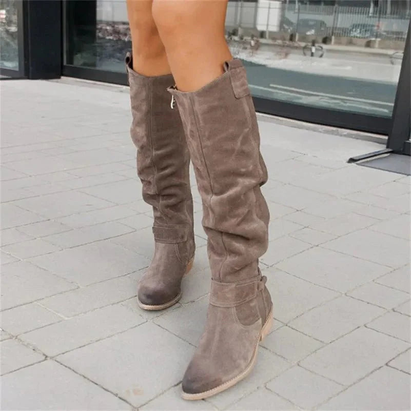 Knee High Boots for Women - Grey
