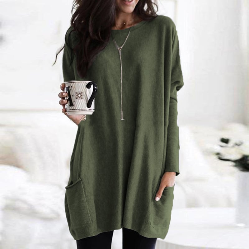 Casual Oversized Round Neck Sweater Dress for Women - detail view