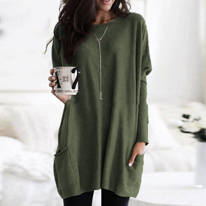 Casual Oversized Round Neck Sweater Dress for Women - detail view