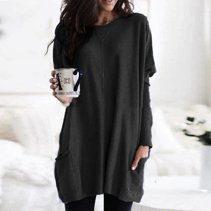 Casual Oversized Round Neck Sweater Dress for Women - side view