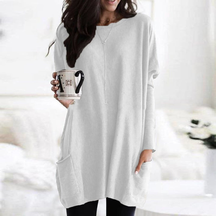 Casual Oversized Round Neck Sweater Dress for Women - back view
