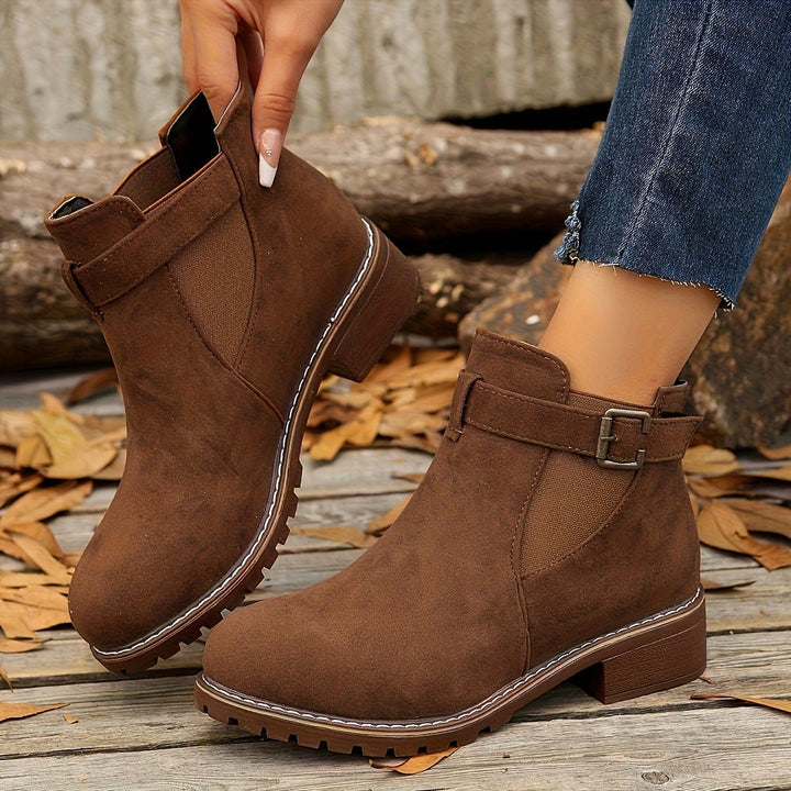 Juniper | Chunky Buckle Lug Sole Chelsea Boots for Women