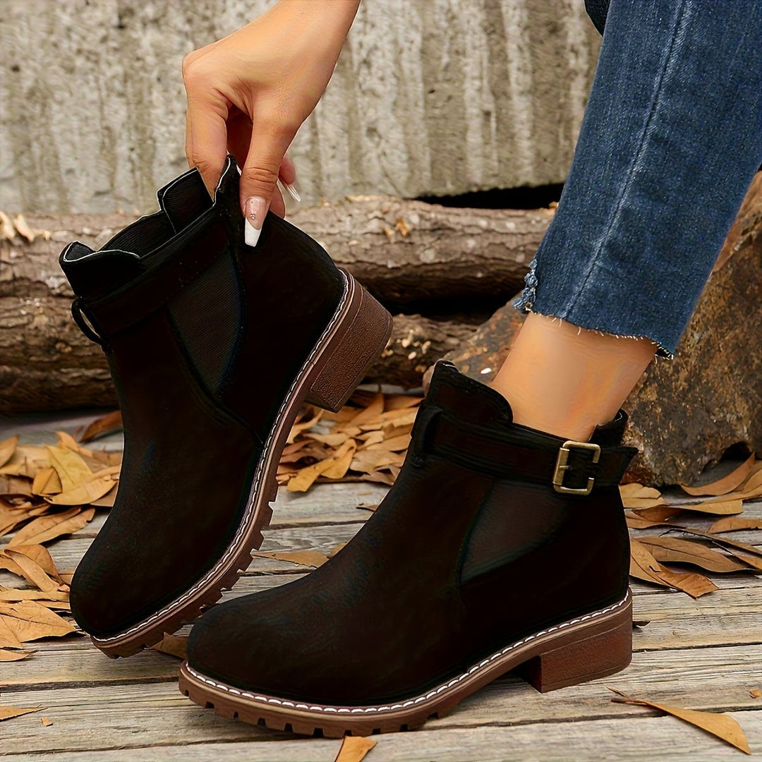 Juniper | Chunky Buckle Lug Sole Chelsea Boots for Women