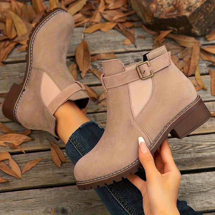 Juniper | Chunky Buckle Lug Sole Chelsea Boots for Women