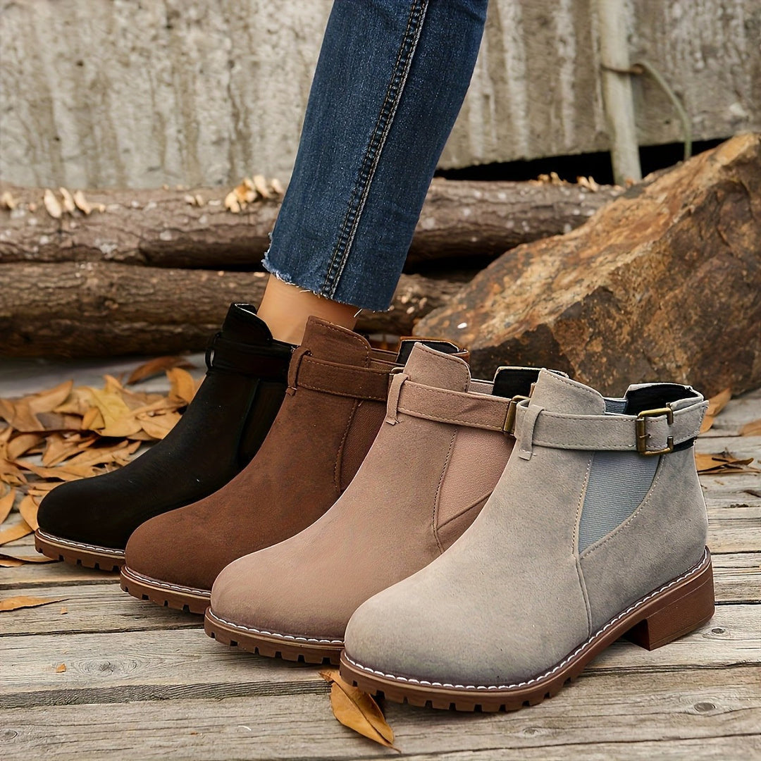 Juniper | Chunky Buckle Lug Sole Chelsea Boots for Women