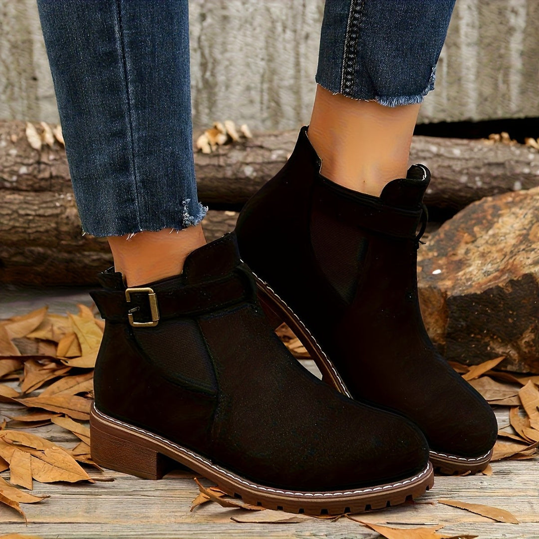 Juniper | Chunky Buckle Lug Sole Chelsea Boots for Women