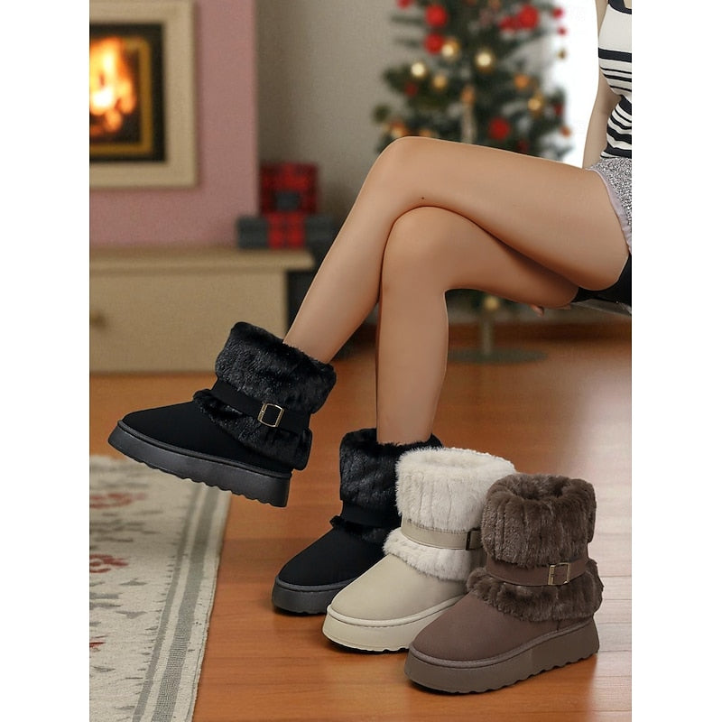 Jolene | Fur-Trimmed Buckle Snow Boots